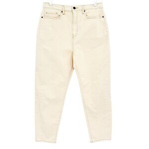 A.n.a Women's High-Rise Stretch Cream Curve Tapered Barrel Denim Jeans Sz 12 NWT